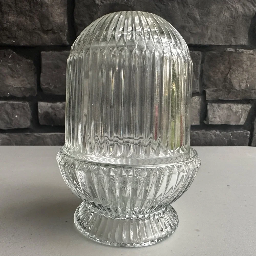 Vintage Homco Two-Piece Clear Ribbed Glass Fairy Lamp Lite 6